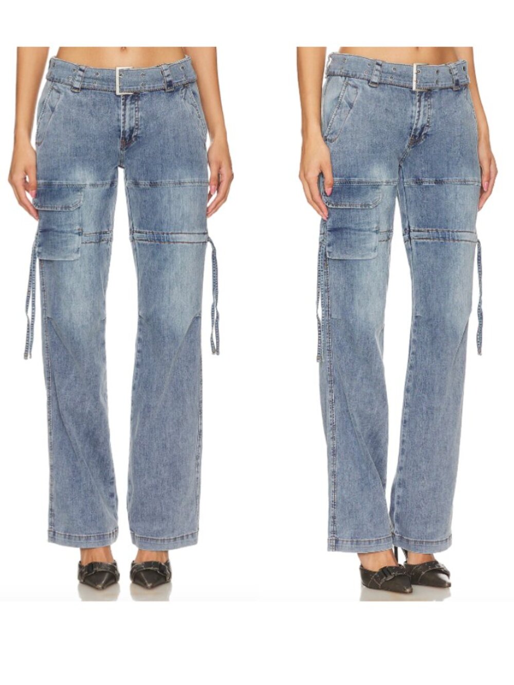 REVOLVE I AM GIA Naima Cargo Jeans Denim Blue Size XS Edgy